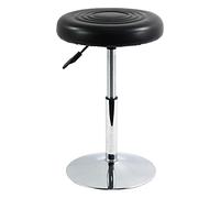 FURWOO Taburete de SPA con Cojín Redondo Corto de Cuero PU Ajustable en Altura Taburete de Salón Giratorio para Hogar Cocina Peluquería Pequeño (Negro)
