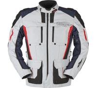 Furygan Brevent 3in1 Chaqueta textil para motocicleta, Gris claro/azul/rojo, Talla M
