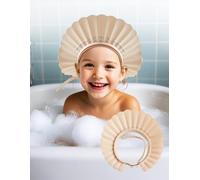 FUSACONY Gorro Ducha Niña, Visera Baño Bebé - 22 Ajustes - Gorro de Ducha para 6+ Meses y Adultos - Evita el jabón en los ojos del bebé y que entre agua en los oidis (Blanco)