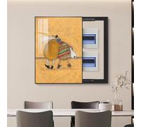 Fuse Box Cover Cabinet, Electrical Panel Cover, Hide Electrical Panel Decoration Wall Mounted, Various Styles Available, for Living Room Office(Black3,60 * 80cm/23.6 * 31.5in)