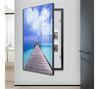 Fuse Box Cover, Fuse Box Cover Hide Electric Switch Box Electric Meter Box Decorative Painting Cover For Living Room, Dorm And Hotel(Size:60x120cm,Color:Gold Frame)(Black Frame,40x80cm)