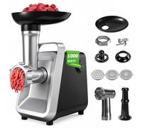 Fushabana Picadora de Carne Eléctrica, 1000W máx Molino de Carne de Acero Inoxidable con 3 Discos Perforados, Embutidora, Fabricante de Kubbe y Kit de Albóndigas, Negro