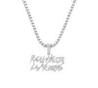 FUSHENGTER Collar Hombres Hip Hop Colgante Cadena Mujer Collar Con Colgante De Letra De Doble Fila Personalizado De Hip-Hop, Collar De Diamantes De Una Sola Fila Hinchable Para Hombre S2