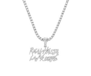 FUSHENGTER Collar Hombres Hip Hop Colgante Cadena Mujer Collar Con Colgante De Letra De Doble Fila Personalizado De Hip-Hop, Collar De Diamantes De Una Sola Fila Hinchable Para Hombre S2