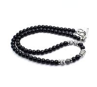 FUSHENGTER Collares Hombre Colgante Mujer Regalo Collar Necklace Collar De Cuentas De Piedra De Ojo De Tigre Natural De 6Mm Para Hombre, Collar De Piedra Negra Mixta Para Hombre, Regalos Para Él 6