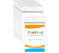 Fushing 10 Piezas De Claro Titular De La Insignia Plástica Impermeable De La Etiqueta De Identificación De La Tarjeta De Identificación (Vertical)