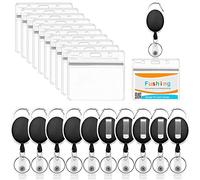 Fushing 10 Piezas Funda Para Tarjeta con Llavero Retráctiles ,Horizontal Tarjeta ID con Clip de Cinturon y Cordón de Nylon Retráctil