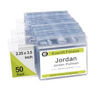 Fushing 50 Piezas De Plástico Transparente De Nombre Horizontal De Identificación De La Insignia De Titulares De Tarjeta De Identificación