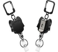 Fushing Llavero retráctil resistente, 2 unidades de carretes retráctiles para insignias de metal para llaves, cable de 80cm, soporte para llavero con clip para cinturón