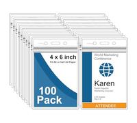 Fushing Pack de 100 plástico transparente vertical Badge titulares, nombre Tag titulares, titulares de la tarjeta (XXL)