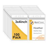 Fushing Pack de 100 plástico transparente vertical Badge titulares, nombre Tag titulares, titulares de la tarjeta