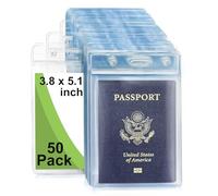 Fushing Pack de 50 plástico transparente vertical Badge titulares, nombre Tag titulares, titulares de la tarjeta (XL)