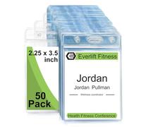 Fushing Pack de 50 plástico transparente vertical Badge titulares, nombre Tag titulares, titulares de la tarjeta (S)