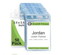 Fushing Pack de 50 plástico transparente vertical Badge titulares, nombre Tag titulares, titulares de la tarjeta (M)