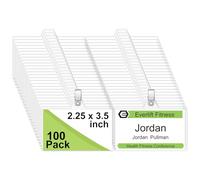 Fushing - Soportes para tarjetas de identificación con clip, 100 piezas de plástico transparente con clips para tarjetas de identificación de 5,7 x 8,9 cm