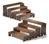 FUSHITON] Lote de 2 Estanterías Expositoras de Madera Maciza de 4 Pisos, Apilables - Para Cupcakes, Postres, Perfumes, Maquillaje, Joyas, Figuras de Colección - Para Cocina, Salón, Baño o Fiestas