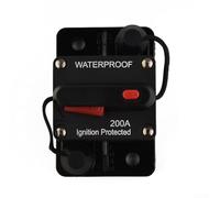 Fusible de disyuntor de reinicio manual impermeable de 30300 amperios, 12 V 48 V CC para circuitos auxiliares automotrices y marinos con tapa protectora de goma y cerraduras de vibración (200 A)