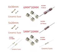 Fusible de tubo de vidrio 10 unidades/lote Fusibles de tubo vidrio acción rápida 3,6x10 mm 5x20 6x30 Fusible cerámico plomo axial(300MA,Blue)