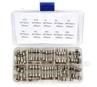 Fusibles 100 Unids/caja Kit Surtido de Fusibles de Vidrio de Soplado Rápido 5x20mm 0.2A 0.5A 1A 2A 3A 5A 8A 10A 15A 20A Amp Fusibles Fusibles Eléctricos Conjunto de Mezcla de Tubos de Fusibles