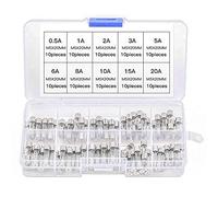 Fusibles de Tubo de Vidrio,100 PCS Fusibles de Vidrio de Soplado Rápido Fusibles Kit de Fusibles de Tubo de Vidrio Coche Surtido 0.2A 0.5A 1A 2A 3A 5A 8A 10A 15A 20A