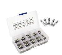 Fusibles de tubo de vidrio de soplado rápido de 5 x 20 mm, kits surtidos de fusibles de soplado rápido, kit de coche 0.2A-15A para el hogar nuevo 2025 alto para componentes electrónicos fiables