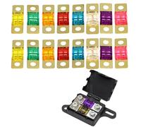 Fusibles para Automóvil 16 Piezas, Incluye Especificaciones de 20/30/40/50/60/80/100/125 Amperios, con Caja de Almacenaje, Fusibles de Alta Calidad para Vehículos, Tractores, Camiones y Máquinas