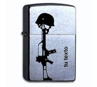 Fusil G36 mechero Zippo Chrome Brushed con tu Texto Personalizado. Grabado láser Encendedor Gasolina. Ametralladora G36