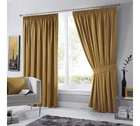 Fusion 2 Paneles de 46 Pulgadas de Ancho x 54 Pulgadas de Largo, para Dormitorio y Sala de Estar, Cortinas Plisadas en Color Mostaza, Opacas/Aislamiento térmico, 117 cm de Ancho x 137 cm de caída,