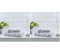 Fusion Baño - Toalla de Mano 100% algodón Jacquard - 50 x 90 cm, Color Gris (Paquete de 2)