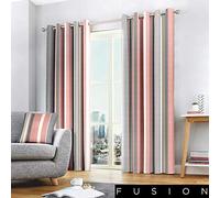 Fusion Cojín de Rayas Whitworth, 100% algodón, Forro: 52% poliéster y 48% algodón., ^^, Curtains: 66" Width x 90" Drop (168 x 229cm)
