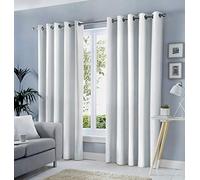 Fusion - Cortinas Blancas de 117 x 229 cm de Largo, Cortinas con Ojales Blancos, Cortinas 100% algodón para Dormitorio/Sala de Estar, Cortina de Puerta Blanca, Cortinas térmicas/Tratamiento de