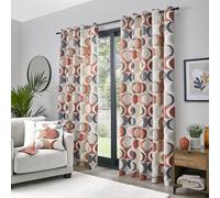 Fusion Cortinas Circulares Retro Naranja Especias, 229 x 183 cm, 2 Paneles, 100% algodón, con Ojales, Cortinas geométricas de Terracota, Cortinas de Mediados de Siglo para Dormitorio/Sala de Estar
