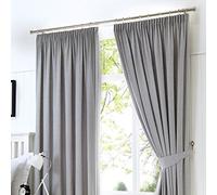 Fusion Cortinas Dijon con Pliegues., Plateado, 46x72 (117 x 183 cm)