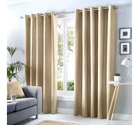 Fusion Cortinas Opacas Naturales con Ojales, 117 x 137 cm, 2 Paneles, 100% algodón, Tejido Grueso, térmicas e insonorizadas, Cortinas Naturales Lisas para Dormitorio o Sala de Estar