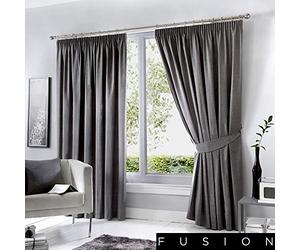 Fusion Cortinas Plisadas de lápiz Gris, Cortinas Opacas de 228 x 137 cm para Sala de Estar y Dormitorio, Cortinas térmicas Color carbón, Gris Oscuro, Dijon