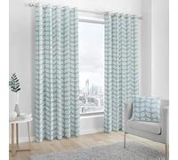 Fusion - Delft - Par de Cortinas con Ojales - 168 cm de Ancho x 137 cm de Largo, Azul Verdoso