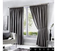 Fusion - Dijon - Par de Cortinas Plisadas con Aislamiento térmico, 117 x 137 cm, Color carbón
