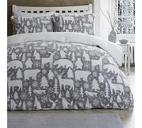Fusion - Funda nórdica de Forro Polar Artic Animals - 140 x 200 cm - 1 Funda de Almohada - Funda nórdica con Oso Polar, Ciervo y pingüino - Ropa de Cama navideña/Ropa de Cama de Invierno