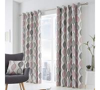 Fusion Lennox - Cortinas Forradas con Ojales, 100% algodón, Color Gris y Rubor, 229 cm de Ancho x 229 cm de Profundidad