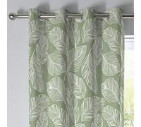 Fusion - Matteo - Par de Cortinas con Ojales 100% algodón - 168 x 137 cm (Ancho x Largo) en Color Verde