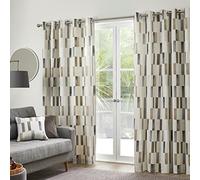 Fusion - Oakland - Par de Cortinas 100% algodón con Ojales, 229 x 183 cm, Color Natural