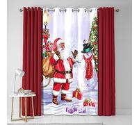 Fusion - Santa & Snowy - Cortina de Puerta con Ojales - 138 x 214 cm de Ancho x 214 cm de caída en Multicolor
