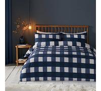 Fusion Snug - Juego de Funda de edredón cepillada para Cama Doble, Color Azul Marino
