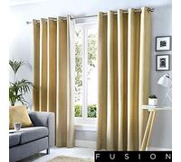 Fusion Sorbonne - Cortinas con Forro y Ojales (de algodón), Color Liso, algodón, Natural, 90x90 (229 x 229 cm)