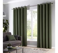 Fusion - Sorbonne - Par de Cortinas con Ojales 100% algodón, 117 x 137 cm, Color Verde Botella