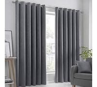 Fusion - Strata - Par de Cortinas con Ojales - 117 cm de Ancho x 137 cm de Largo, Antracita