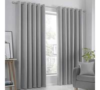 Fusion - Strata - Par de Cortinas con Ojales - 117 cm de Ancho x 137 cm de Largo, Plateado