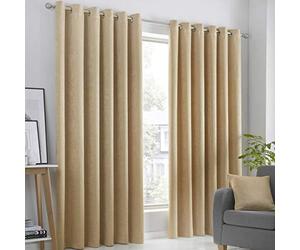 Fusion - Strata - Par de Cortinas con Ojales - 117 cm de Ancho x 183 cm de Largo, Ocre