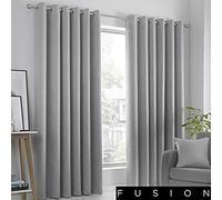 Fusion - Strata - Par de Cortinas con Ojales - 117 cm de Ancho x 229 cm de Largo, Plateado