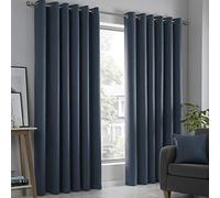 Fusion - Strata - Par de Cortinas con Ojales, 117 x 229 cm, Color Azul Marino